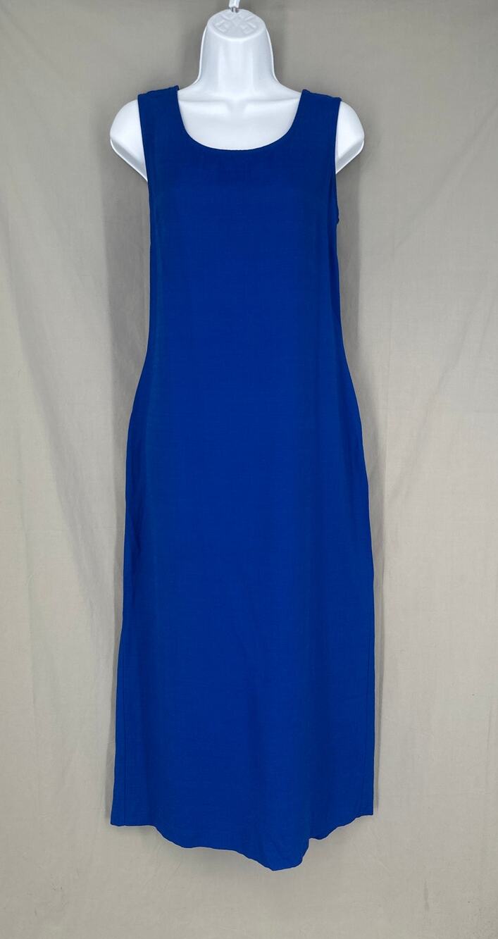 90s Vintage Dress Womens Medium Blue Maxi Royal Cobalt Sleeveless